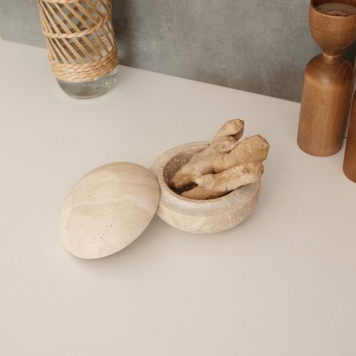 Elegant Beige Travertine Marble Bowl, 13 cm Diameter, 6 cm Height | 100% Natural Stone | Perfect for Home Decor & Functional Use