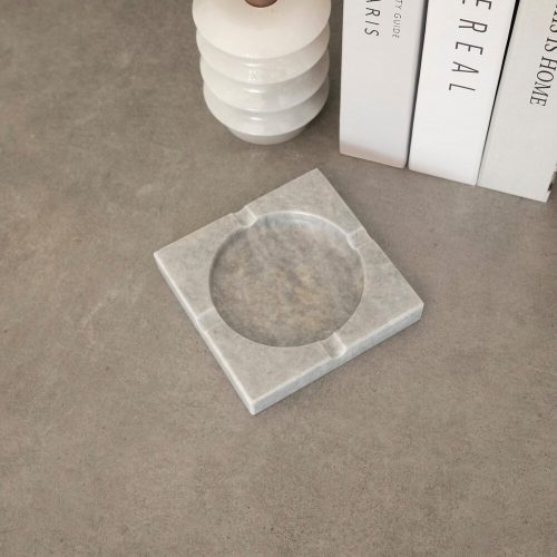 Elegant Verona Grey Marble Ashtray, 12 x 12 x 2 cm | 100% Natural Marble | Stylish & Functional Design for Home & Office Decor