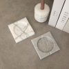 Elegant Marble Ashtray, 12 x 12 x 2 cm | 100% Sicily Lila & Verona Grey Marble | Stylish White & Grey Design for Home & Office Décor