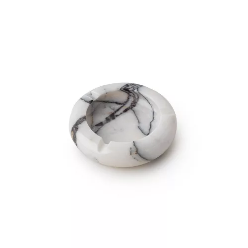 Elegant White Marble Ashtray, 13 cm Diameter, 100% Sicily Lila Marble | Stylish & Functional Design for Home or Office | Perfect Gift Idea
