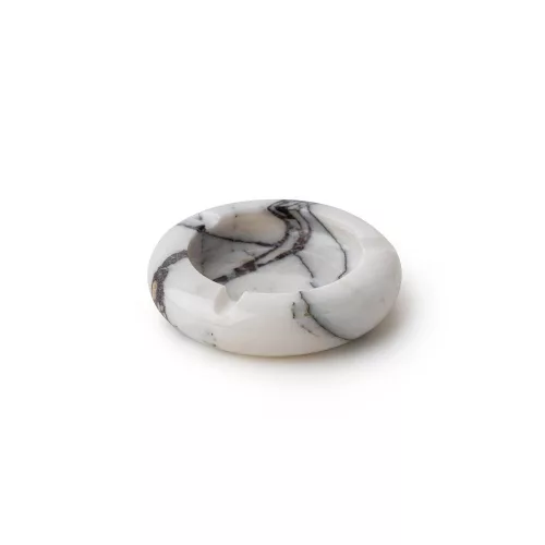 Elegant White Marble Ashtray, 13 cm Diameter, 100% Sicily Lila Marble | Stylish & Functional Design for Home or Office | Perfect Gift Idea