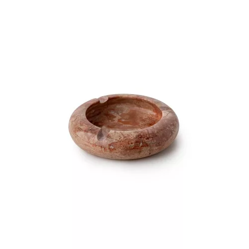 Elegant Red Travertine Marble Ashtray, 13 cm Diameter | 100% Natural Stone, Rich Red & Brown Colors | Perfect for Home Decor & Smoking Accessories