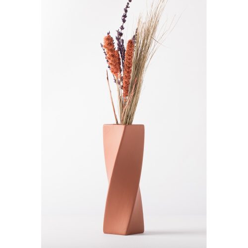 Elegant Tile Red Ceramic Vase, 8 x 8 x 21 cm | 100% Ceramic, Perfect for Home Decor & Floral Arrangements | Stylish & Durable Design
