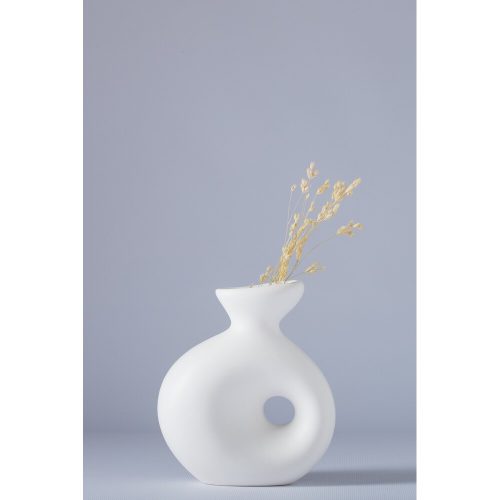Elegant White Ceramic Vase, 7 x 14 x 16 cm | 100% Ceramic, Perfect for Home Decor & Floral Arrangements | Stylish & Modern Design