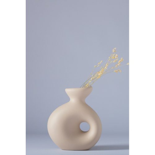 Elegant Beige Ceramic Vase, 7 x 14 x 16 cm | 100% High-Quality Ceramic | Perfect for Home Decor, Centerpieces & Floral Arrangements