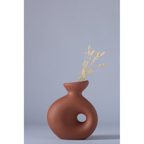 Elegant Tile Red Ceramic Vase, 7 x 14 x 16 cm | 100% Ceramic, Perfect for Home Decor & Floral Arrangements | Stylish & Durable Design