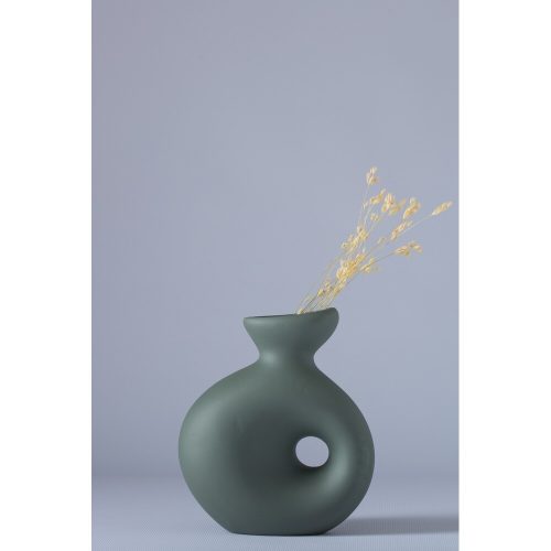 Elegant Green Ceramic Vase, 7 x 14 x 16 cm | 100% Ceramic | Perfect for Home Decor, Centerpieces & Floral Arrangements | Stylish & Durable Design