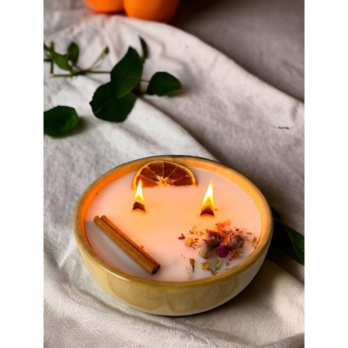Elegant Oak Candlestick, 18 cm Diameter x 7 cm Height | 100% Wooden Frame & Soy Wax | Perfect for Home Decor & Ambiance Enhancement
