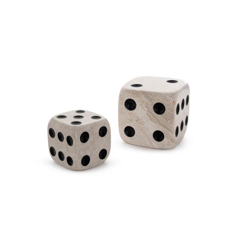 Elegant Decorative Object Set (2 Pieces), 100% Marble, Medium (7x7x7 cm) & Large (9.5x9.5x9.5 cm) Dice, Beige & Black | Perfect for Home Decor & Stylish Accents
