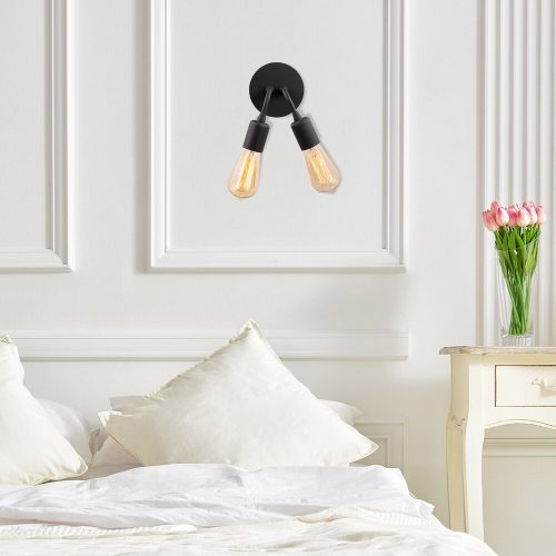 Elegant Black Wall Lamp, Metal Body, 10 x 12 cm, Height 100 cm, E14 Max 40W, IP20 | Glamorous Hotel-Style Lighting for Modern Spaces