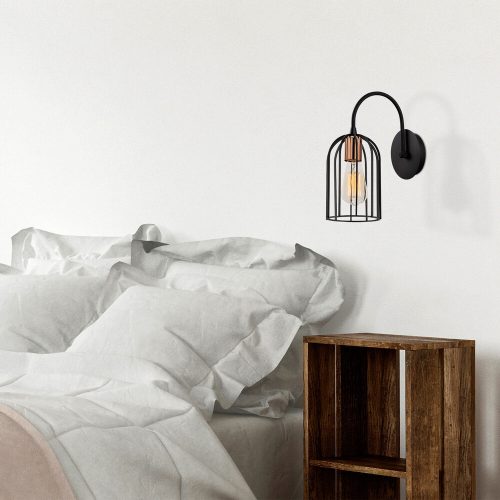 Elegant Black Wall Lamp, Metal Body, 10 x 12 cm, Height 100 cm, E14 Max 40W, IP20 | Glamorous Hotel-Style Lighting for Modern Spaces
