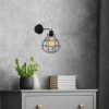 Elegant Black Wall Lamp, Metal Body, 10 x 12 cm, Height 100 cm, E14 Max 40W, IP20 | Glamorous Hotel-Style Lighting for Modern Spaces