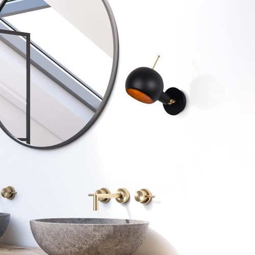Elegant Black Wall Lamp, Metal Body, 10 x 12 cm, Height 100 cm, E14 Max 40W, IP20 | Glamorous Hotel-Style Lighting for Modern Spaces