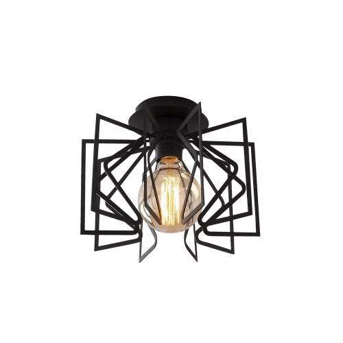Modern industrial chandelier, black metal body, 26 cm diameter x 20 cm height | Adjustable height, E27 socket (max. 40W) | Stylish lighting for home and office use, elegant, monochrome design
