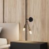 Elegant Black Wall Lamp, Metal Body, 10 x 12 cm, Height 100 cm, E14 Max 40W, IP20 | Glamorous Hotel-Style Lighting for Modern Spaces