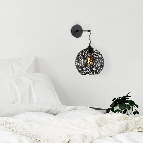 Modern black wall lamp, metal housing, 25 x 30 cm, height 35 cm | E27 socket, max 40W, IP20 | Stylish monochrome design for home, office and contemporary spaces, elegant and functional lighting solution