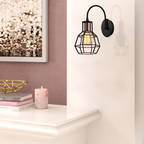 Elegant Black Wall Lamp, Metal Body, 10 x 12 cm, Height 100 cm, E14 Max 40W, IP20 | Glamorous Hotel-Style Lighting for Modern Spaces