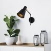 Elegant Black Wall Lamp, Metal Body, 10 x 12 cm, Height 100 cm, E14 Max 40W, IP20 | Glamorous Hotel-Style Lighting for Modern Spaces