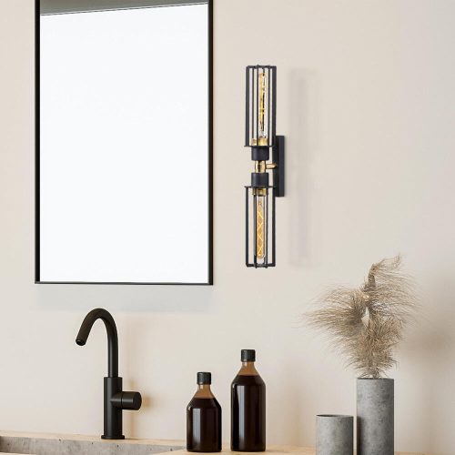 Elegant Black Wall Lamp, Metal Body, 10 x 12 cm, Height 100 cm, E14 Max 40W, IP20 | Glamorous Hotel-Style Lighting for Modern Spaces