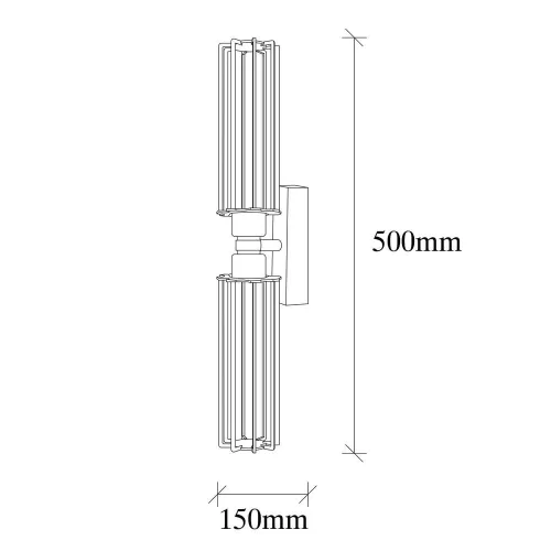 Elegant wall lamp, black and gold, height 50 cm | Iron body, 8 x 15 cm cap, 2 x E27 Max 40W | Stylish lighting for modern hotels and homes, IP20 rating, perfect for any room decoration