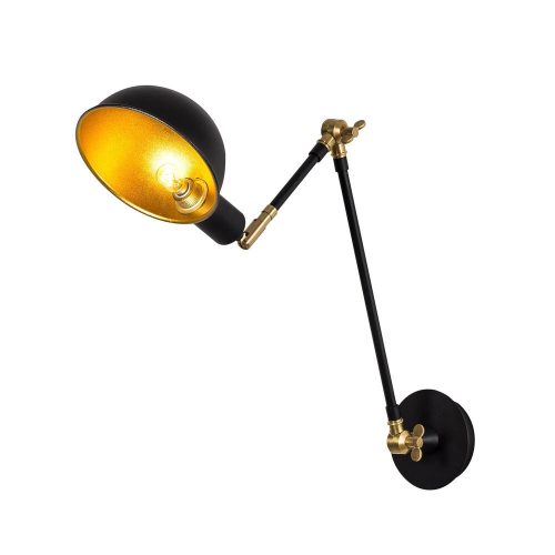 Stylish wall lamp, black and gold, 15 x 30 x 50 cm | Metal housing, E27 socket (max. 40 W), IP20 | Perfect for modern industrial and Scandinavian decor, elegant lighting for home and office spaces
