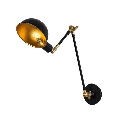 Stylish wall lamp, black and gold, 15 x 30 x 50 cm | Metal housing, E27 socket (max. 40 W), IP20 | Perfect for modern industrial and Scandinavian decor, elegant lighting for home and office spaces