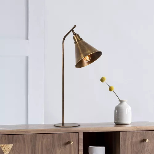Stylish table lamp with metal housing, vintage copper finish, 28 cm diameter x 50 cm height | E27 Socket, Max 40W, 200 cm Cable | Perfect for modern, industrial and Scandinavian decor
