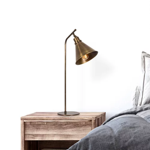 Stylish table lamp with metal housing, vintage copper finish, 28 cm diameter x 50 cm height | E27 Socket, Max 40W, 200 cm Cable | Perfect for modern, industrial and Scandinavian decor
