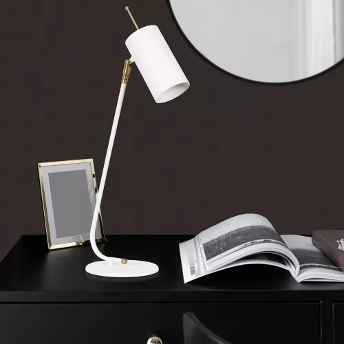 Scandinavian style table lamp, white metal housing, 55 cm height, 8 x 26 cm base, E27 socket (max. 40 W), 200 cm cable, IP20 rating | Elegant and minimalist design for modern interior design