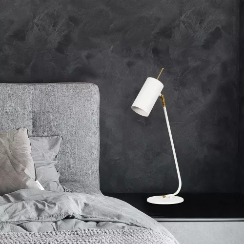 Scandinavian style table lamp, white metal housing, 55 cm height, 8 x 26 cm base, E27 socket (max. 40 W), 200 cm cable, IP20 rating | Elegant and minimalist design for modern interior design