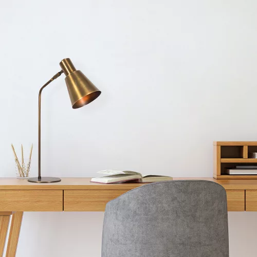 Stylish table lamp with metal housing, vintage copper design, 14 x 28 cm, height 70 cm | E27 Socket (max. 40W), 200 cm Cable | Perfect for modern, industrial and Scandinavian decor