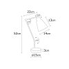 Elegant Black Wall Lamp, Metal Body, 10 x 12 cm, Height 100 cm, E14 Max 40W, IP20 | Glamorous Hotel-Style Lighting for Modern Spaces