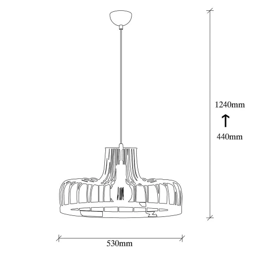 Industrial chandelier, black and copper, diameter 53 cm, height 124 cm | Adjustable height, E27 socket (max. 40W) | Stylish metal housing, perfect for modern home and office decor, IP20 rated