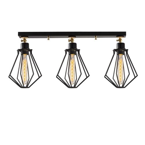 Elegant black and gold chandelier, metal body, 70 x 18 cm | Height: 29 cm, 3 x E27 Max 40W | Modern industrial design, perfect for living room and dining room, stylish and functional lighting solution