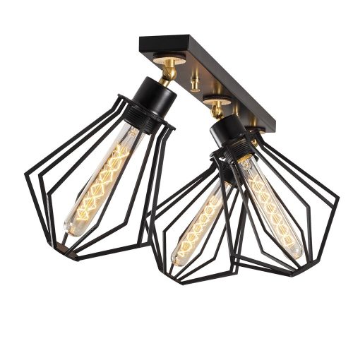 Elegant black and gold chandelier, metal body, 70 x 18 cm | Height: 29 cm, 3 x E27 Max 40W | Modern industrial design, perfect for living room and dining room, stylish and functional lighting solution