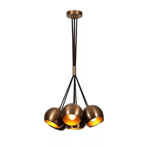 Elegant vintage chandelier, diameter 45 cm, adjustable height 108 cm | Metal housing, copper coating, 7 x E27 sockets, IP20 | Perfect for modern Glam, industrial and Scandinavian decor, bulb not included
