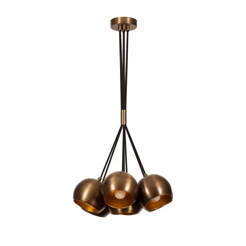 Elegant vintage chandelier, diameter 45 cm, adjustable height 108 cm | Metal housing, copper coating, 7 x E27 sockets, IP20 | Perfect for modern Glam, industrial and Scandinavian decor, bulb not included