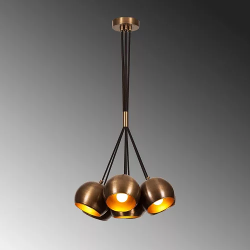 Elegant vintage chandelier, diameter 45 cm, adjustable height 108 cm | Metal housing, copper coating, 7 x E27 sockets, IP20 | Perfect for modern Glam, industrial and Scandinavian decor, bulb not included