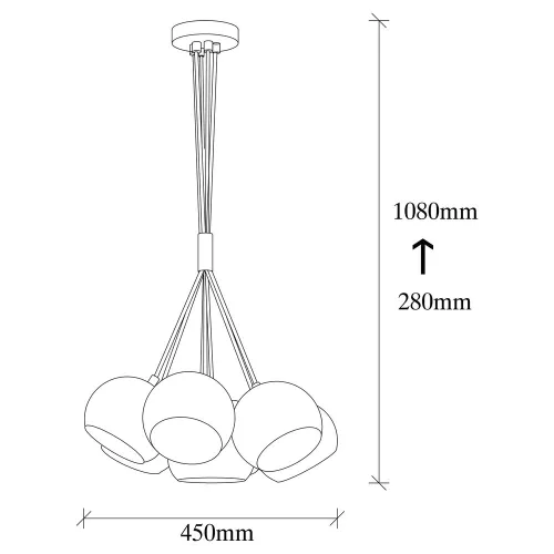 Elegant vintage chandelier, diameter 45 cm, adjustable height 108 cm | Metal housing, copper coating, 7 x E27 sockets, IP20 | Perfect for modern Glam, industrial and Scandinavian decor, bulb not included
