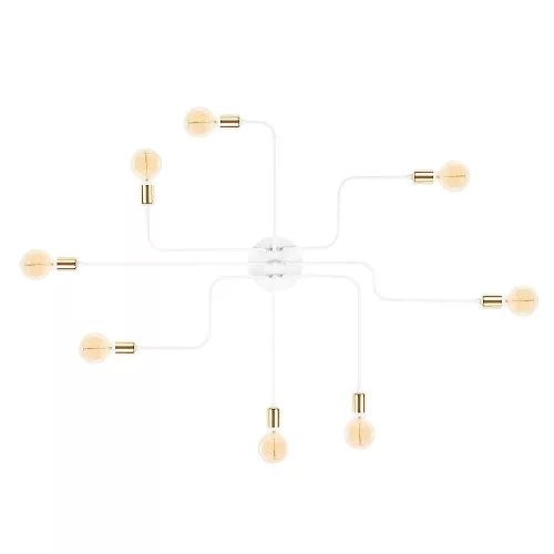 Modern white chandelier, diameter 140 cm, height 15 cm | Durable iron body, 8 x E27 sockets (max. 40 W) | Elegant design for home and office use, IP20 rated, stylish lighting solution for any location