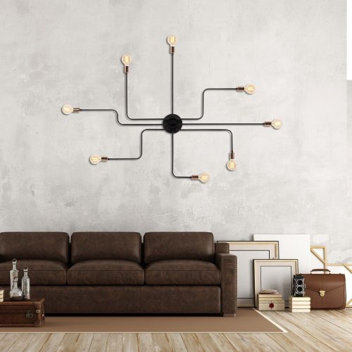 Elegant Black Wall Lamp, Metal Body, 10 x 12 cm, Height 100 cm, E14 Max 40W, IP20 | Glamorous Hotel-Style Lighting for Modern Spaces