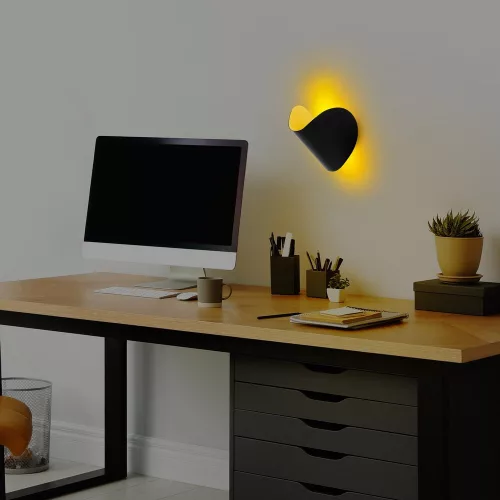 Stylish black wall lamp, metal housing, 17 x 12 x 13 cm | IP20 rated, LED 1W 3000K | Perfect for modern interior design, an elegant lighting solution for living rooms, bedrooms and offices