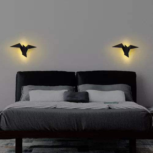Stylish black wall lamp, metal housing, 31 x 12 x 16 cm | IP20 rated, LED 1W 3000K | Perfect for modern interior design, an elegant lighting solution for living rooms and bedrooms