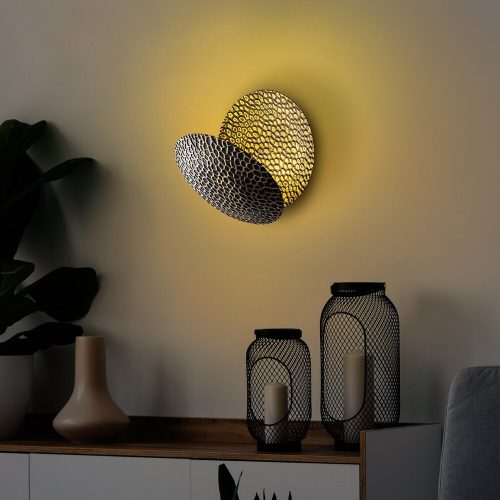 Stylish Wall Lamp, Black & Gold, 21 x 21 x 15 cm | Durable Metal Body, SMD LED 5W 3000K | Elegant Design for Modern Home Decor, IP20 Rated, Perfect for Living Room & Bedroom Lighting