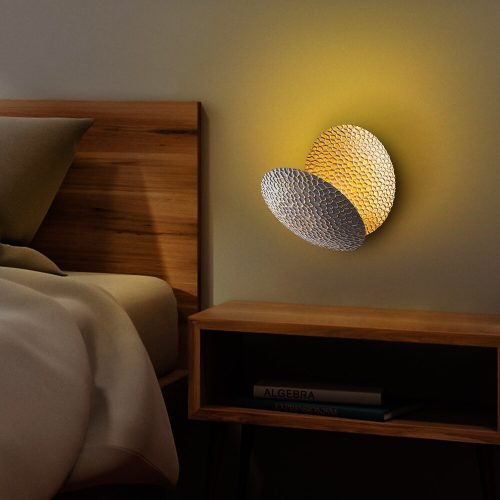 Stylish Wall Lamp with Metal Body, Silver & Gold Finish, 21 x 21 x 15 cm | SMD LED 5W 3000K | IP20 Rated | Perfect for Modern Living Rooms, Bedrooms & Hallways, Elegant Design & Functional Lighting