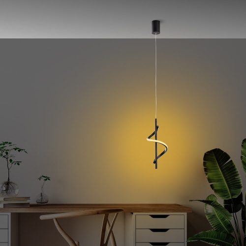 Elegant black chandelier, metal body, width 16 cm, adjustable height 50-100 cm | SMD LED 11W 3000K | Stylish lighting for modern interior design, IP20 rating, perfect for living room and dining room