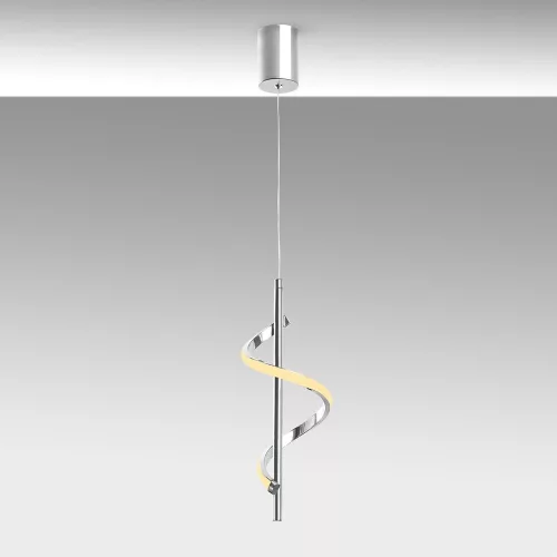 Elegant chrome chandelier, metal body, adjustable height 50-100 cm, width 16 cm, LED 11W 3000K, IP20 classification, stylish lighting for modern interior design, perfect for living room and dining room