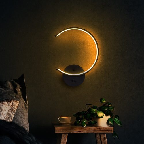 Stylish Black Wall Lamp, Metal Body, 33 x 46 x 6 cm | Integral LED 12W 3000K | IP20 Rated | Perfect for Modern Home Decor & Ambient Lighting | Durable Metal Base Plate, Elegant Design