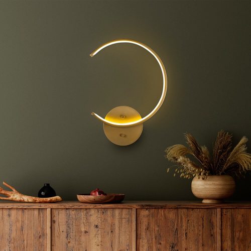 Elegant Gold Wall Lamp, Metal Body, 33 x 46 x 6 cm | Integral LED 12W 3000K | Stylish Design for Modern Home Decor | IP20 Rated, Perfect for Living Room, Bedroom & Hallway Lighting