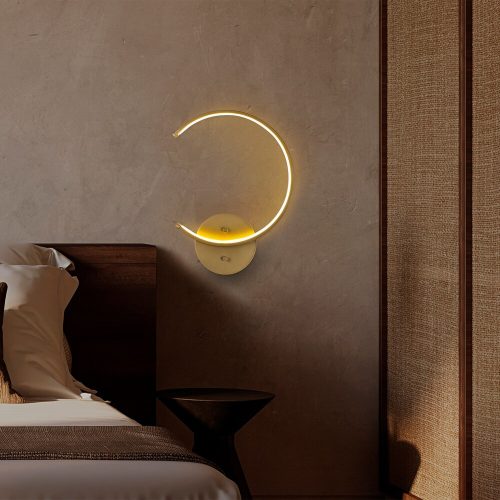 Elegant gold wall lamp, metal housing, 33 x 46 x 6 cm | Integrated LED 12W 3000K | Stylish design for modern interior design | Rated IP20, perfect for lighting living rooms, bedrooms and corridors